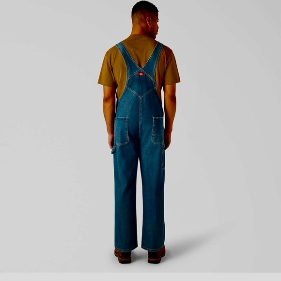 Dickies Mens Indigo Bib Overalls Workwear Cotton Overall Denim - 83294 36x30 NWT - Picture 2 of 10